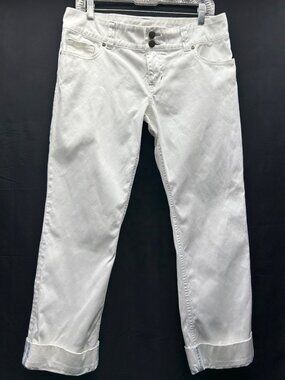 CABI White Cuffed Ankle Pants Women's 10